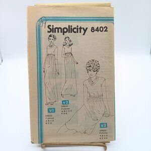 UNCUT Vintage Sewing PATTERN Simplicity 8402, Misses 1977 Cowl Dress in Two Leng